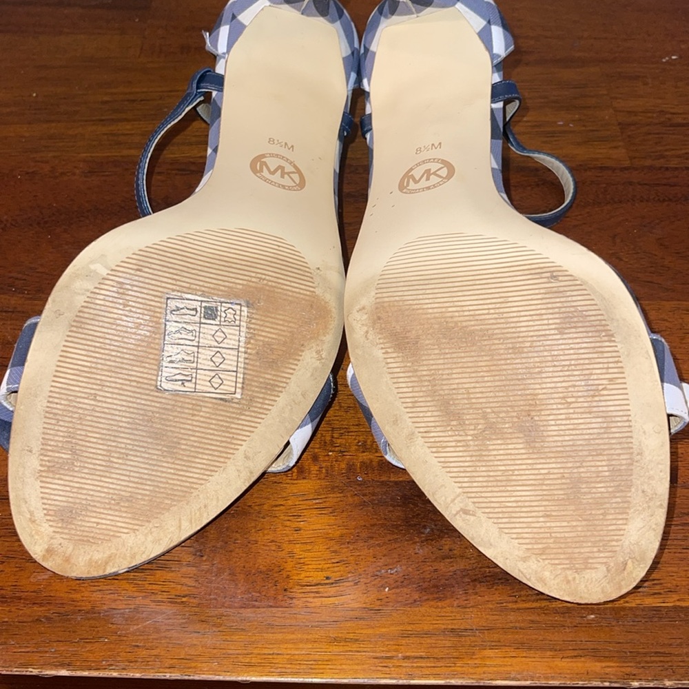 Michael Michael Kors Womens Pippa Leather Open Toe heels. Size 8.5M. Checkered - Picture 14 of 15